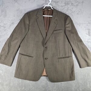 Pronto Uomo Wool Blazer Sport Coat Two Button Brown Plaid‎ Mens Size 44R